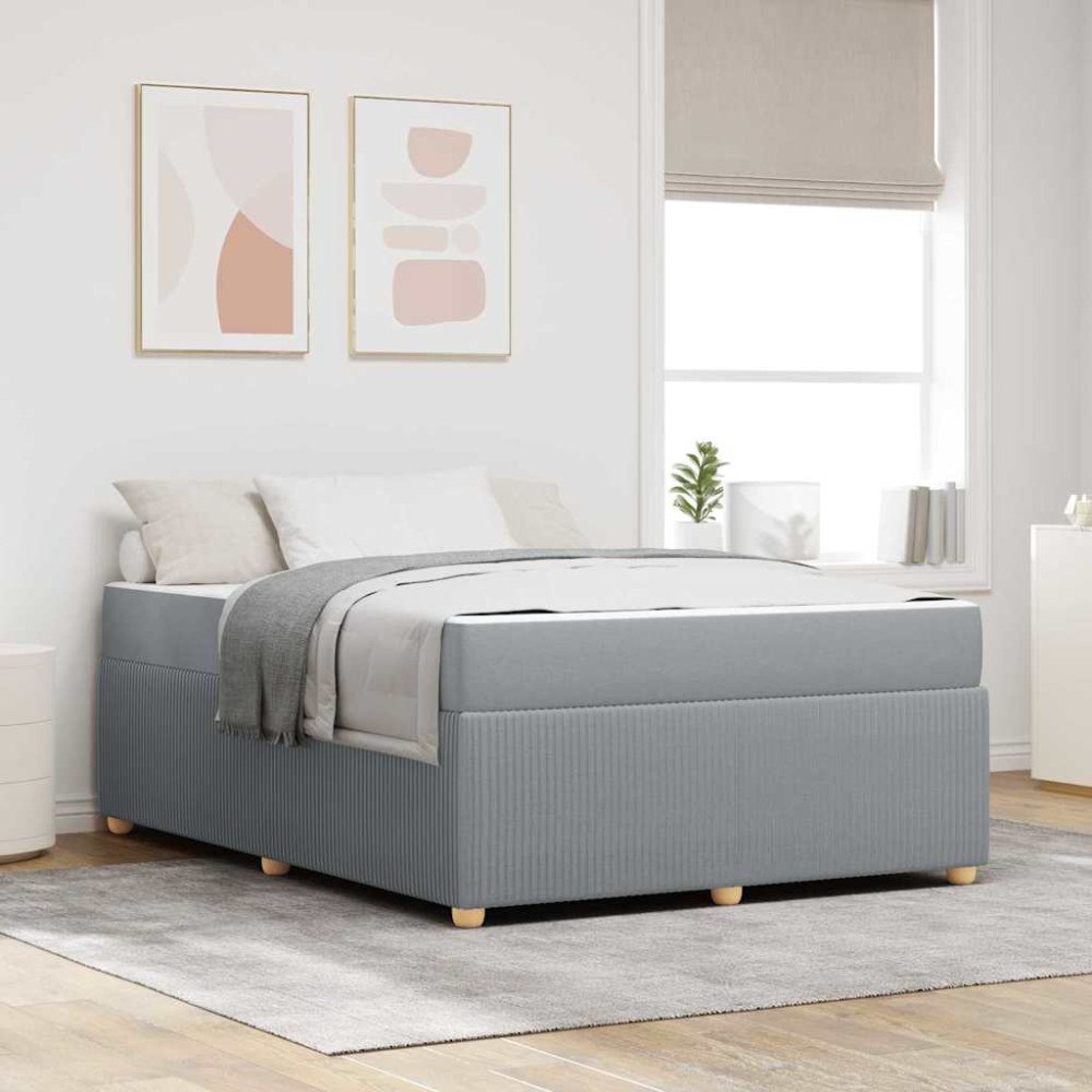 vidaXL Sängram med madrass Ljusgrå 160 x 200 cm tyg