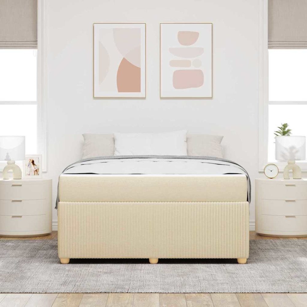 vidaXL Sängram med madrass Kräm 160 x 200 cm tyg