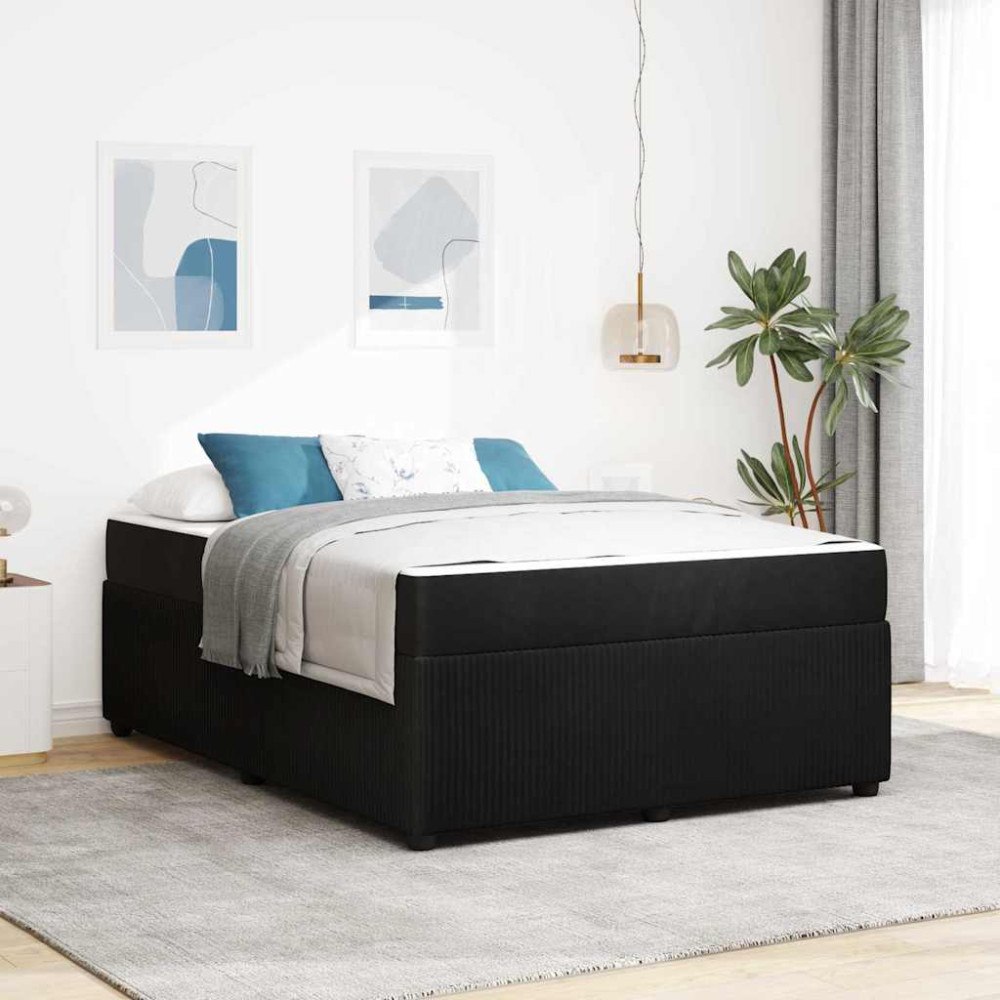 vidaXL Sängram med madrass Svart 160 x 200 cm tyg