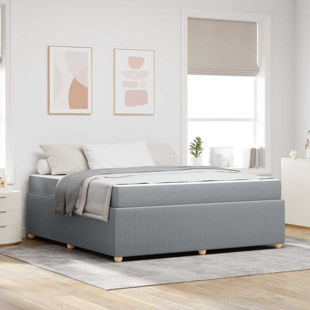 vidaXL Sängram med madrass Ljusgrå 180 x 200 cm tyg