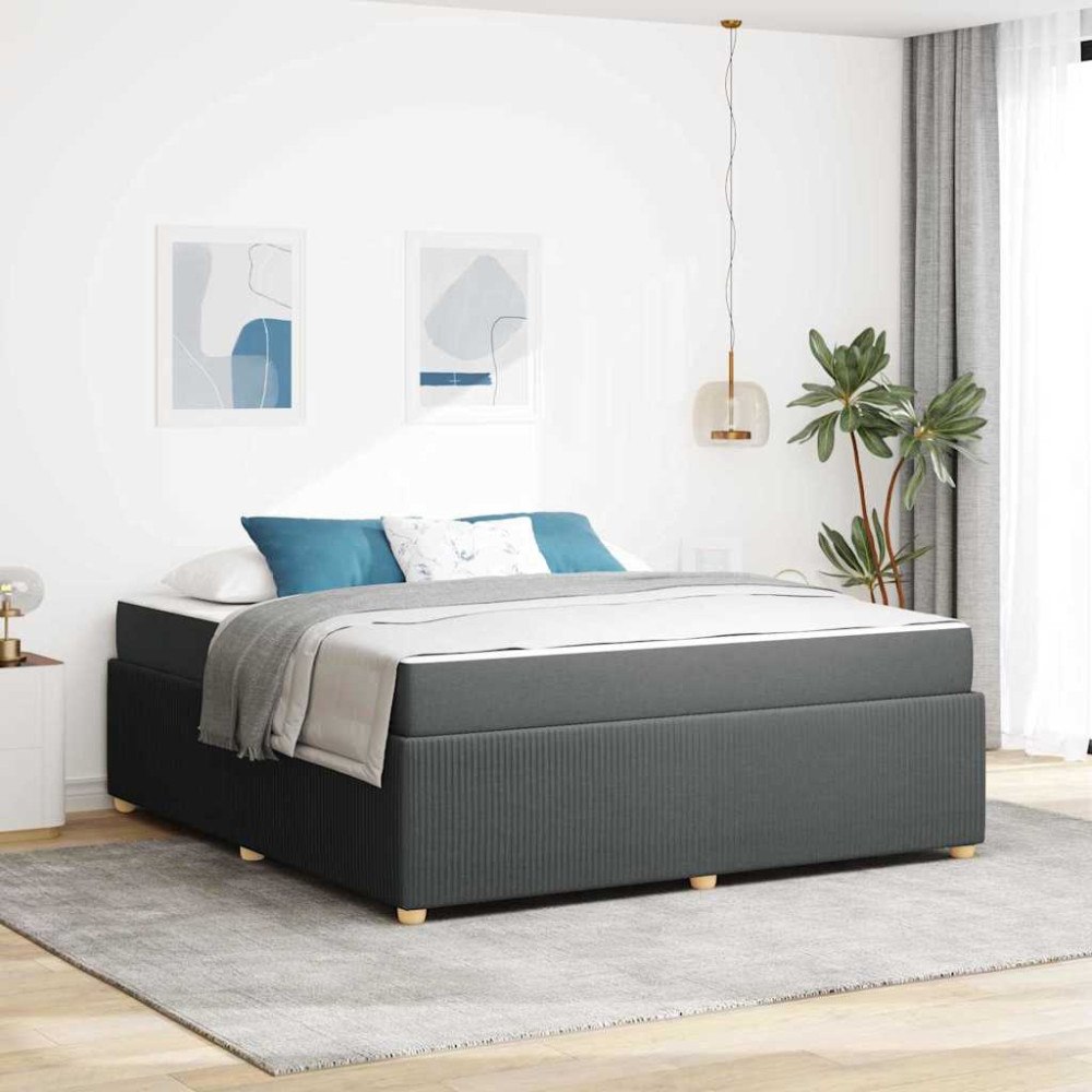 vidaXL Sängram med madrass Mörkgrå 180 x 200 cm tyg