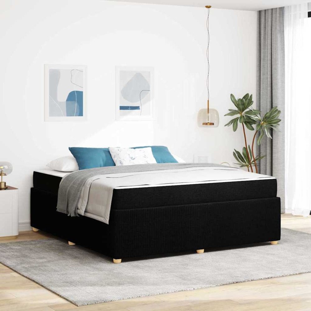 vidaXL Sängram med madrass Svart 180 x 200 cm tyg