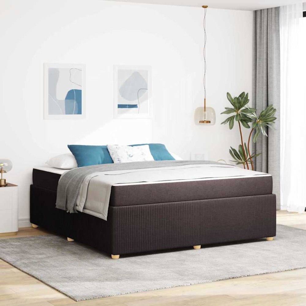 vidaXL Sängram med madrass Mörkbrun 180 x 200 cm tyg