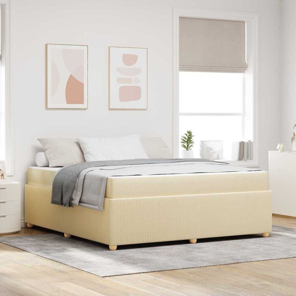 vidaXL Sängram med madrass med madrass Kräm 180 x 200 cm tyg