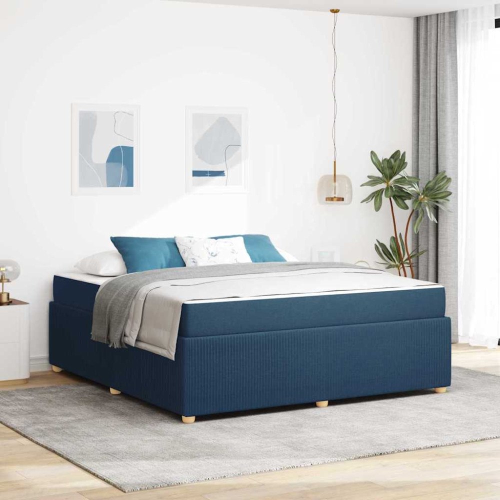 vidaXL Sängram med madrass Blå 180 x 200 cm tyg