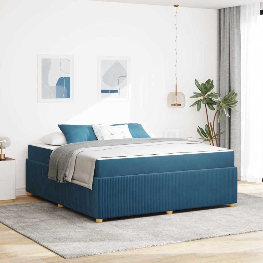 vidaXL Sängram med madrass Blå 180 x 200 cm tyg