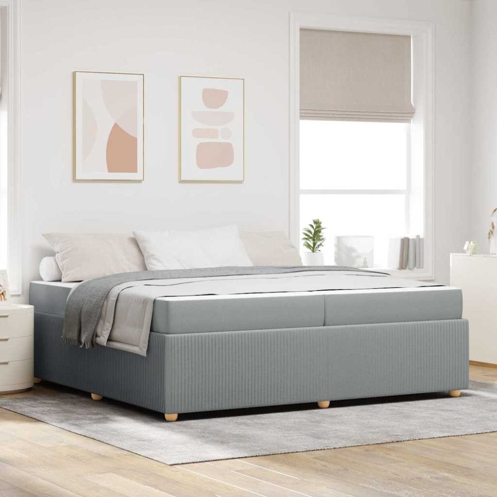 vidaXL Sängram med madrass Ljusgrå 200 x 200 cm tyg