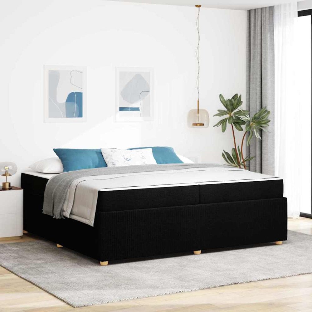 vidaXL Sängram med madrass Svart 200 x 200 cm tyg