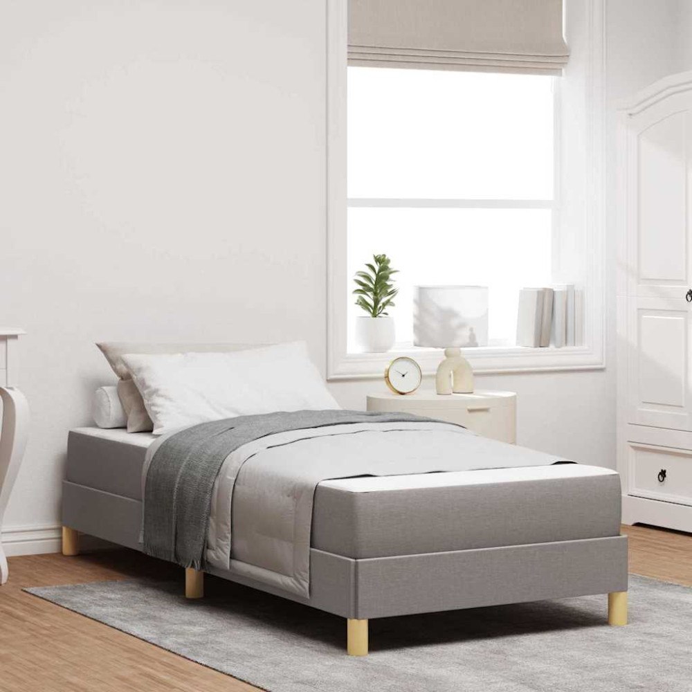 vidaXL Bäddfjäder med madrass Taupe 90 x 200 cm tyg