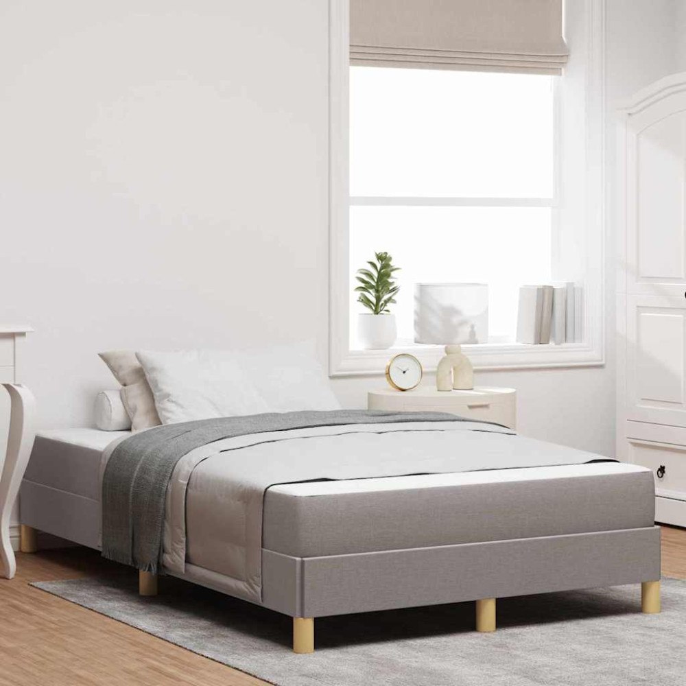 vidaXL Bäddfjäder Taupe och Brun 120 x 190 cm Tyg och Konstruerat trä