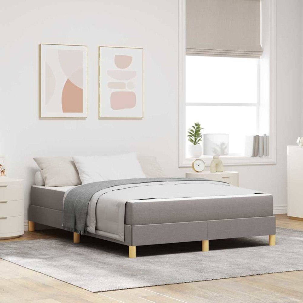 vidaXL Bäddfjäder med madrass Taupe 140 x 190 cm tyg