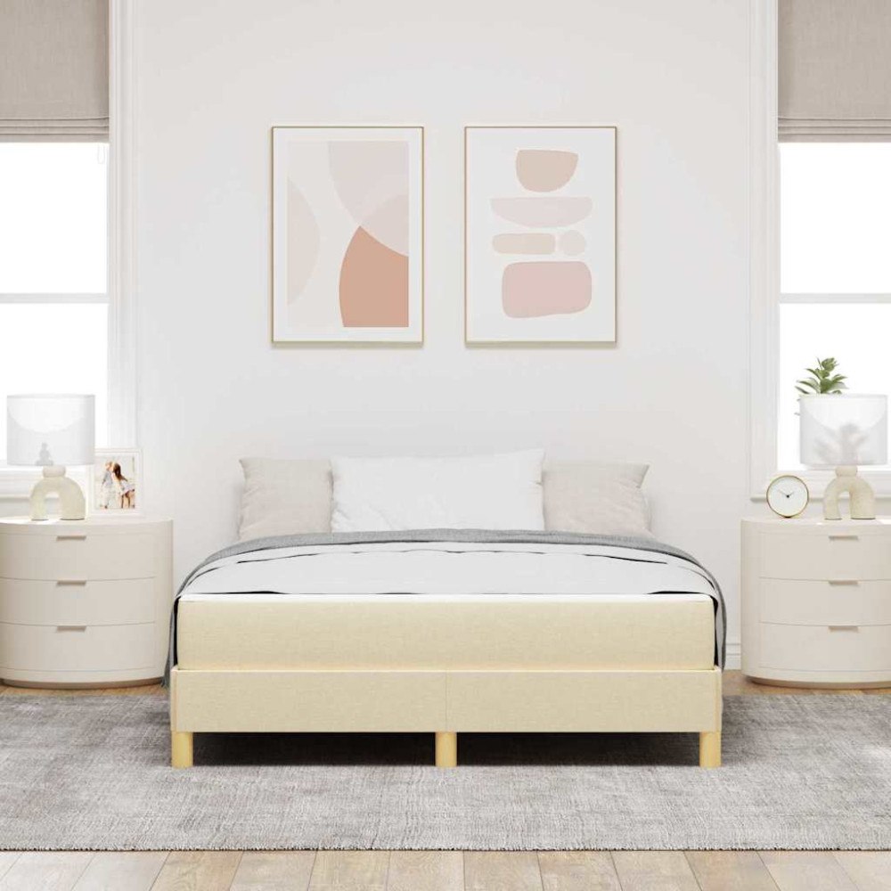 vidaXL Bäddfjäder med madrass Kräm 140 x 200 cm tyg