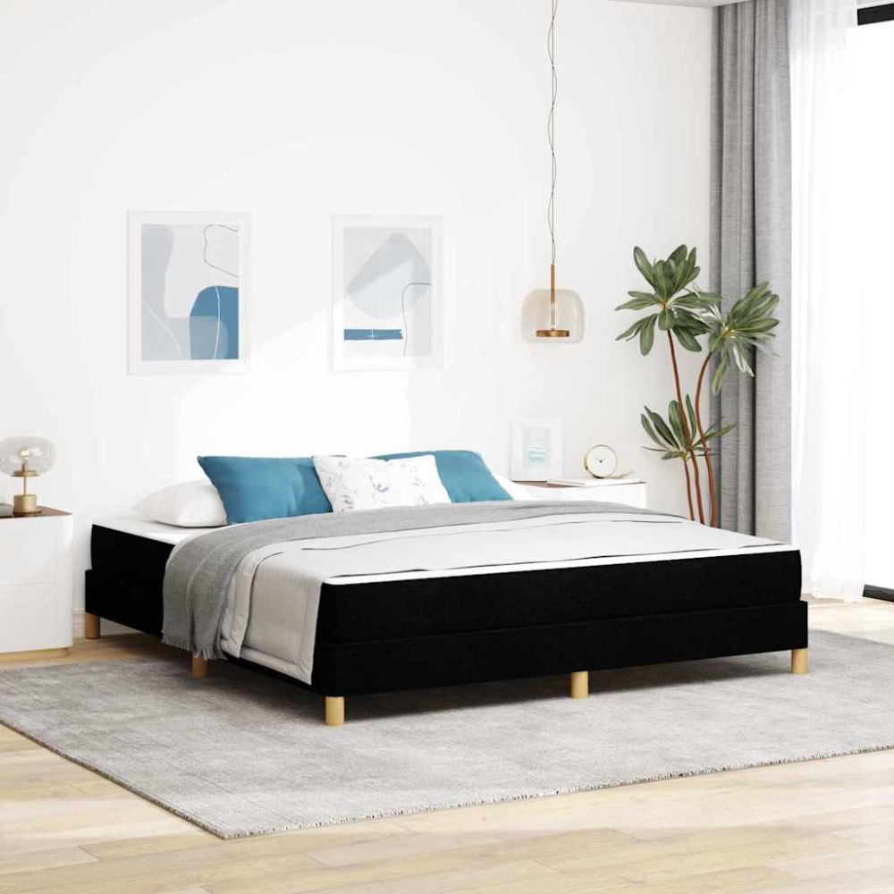 vidaXL Bäddfjäder med madrass Svart 180 x 200 cm tyg