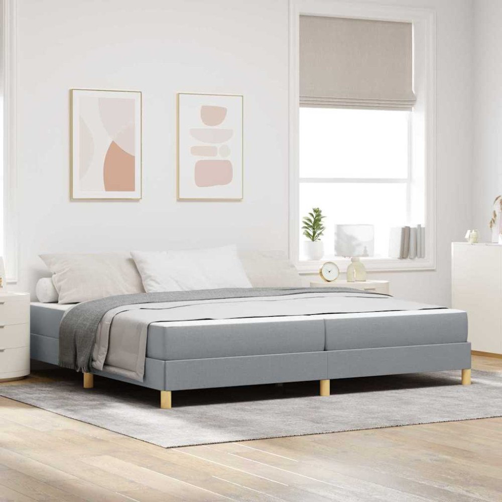 vidaXL Bäddfjäder med madrass Ljusgrå 200 x 200 cm tyg