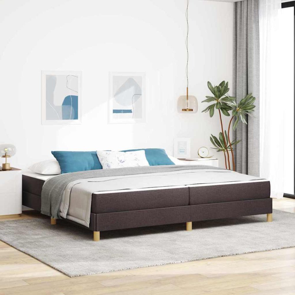 vidaXL Bäddfjäder med madrass Mörkbrun 200 x 200 cm tyg