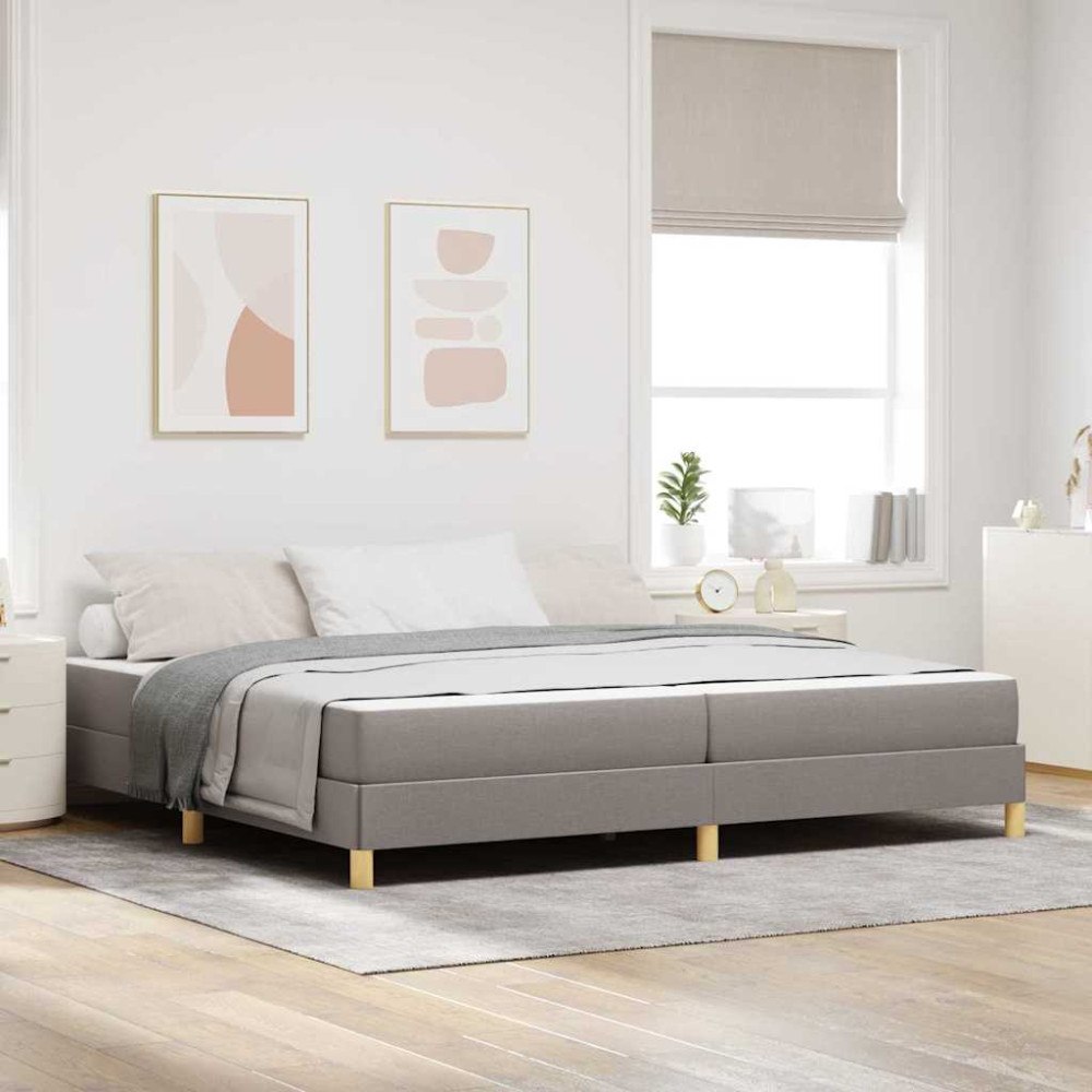 vidaXL Bäddfjäder med madrass Taupe 200 x 200 cm tyg