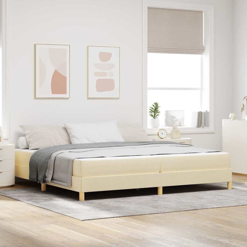 vidaXL Bäddfjäder med madrass Kräm 200 x 200 cm tyg