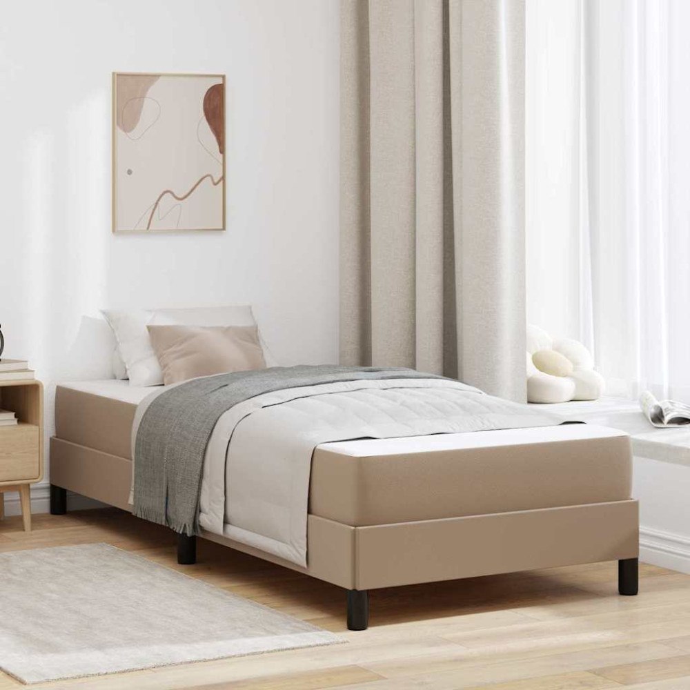 vidaXL Sängram med madrass Cappuccino 80 x 200 cm tyg