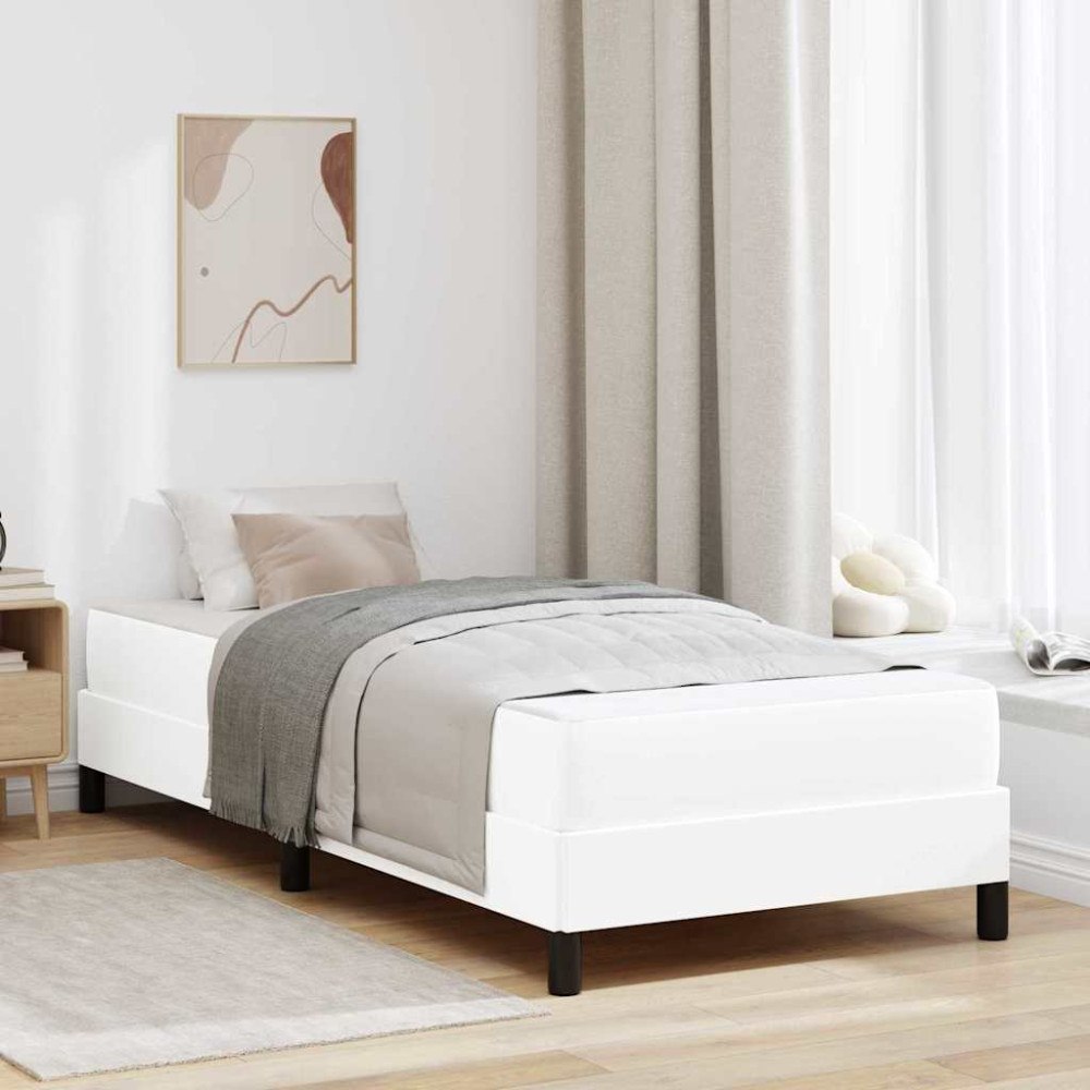 vidaXL Sängram med madrass Ren Vit 100 x 200 cm tyg