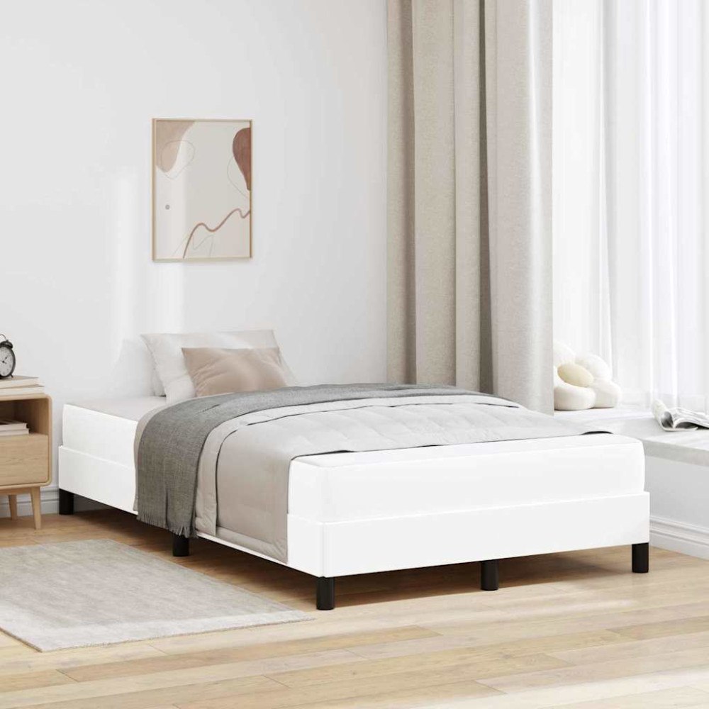 vidaXL Sängram med madrass Ren Vit 120 x 190 cm tyg