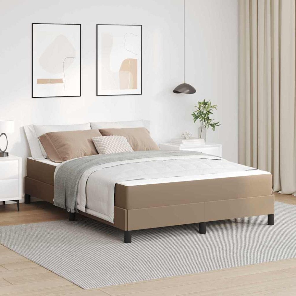 vidaXL Sängram med madrass Cappuccino 140 x 200 cm tyg