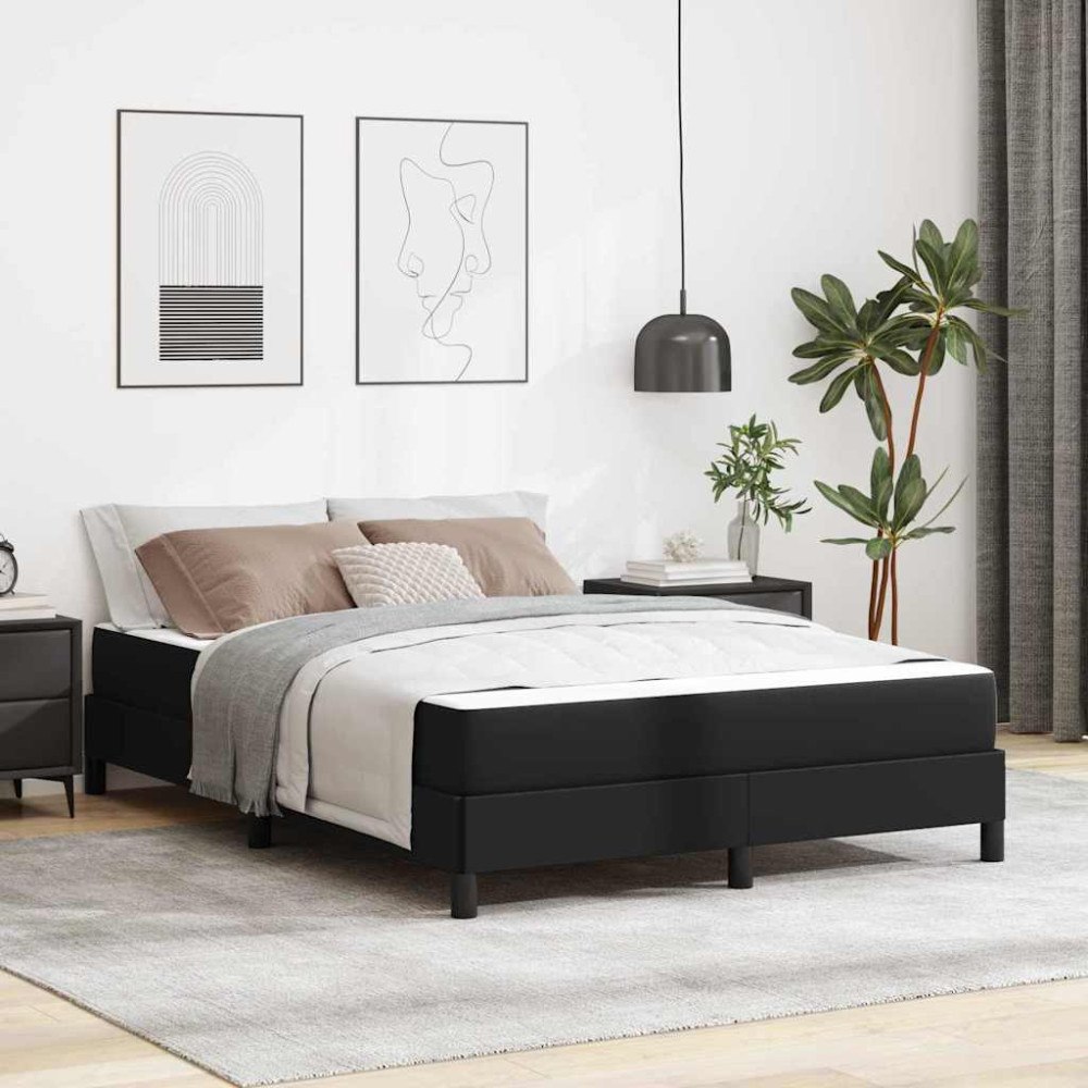 vidaXL Sängram med madrass Svart 160 x 200 cm tyg