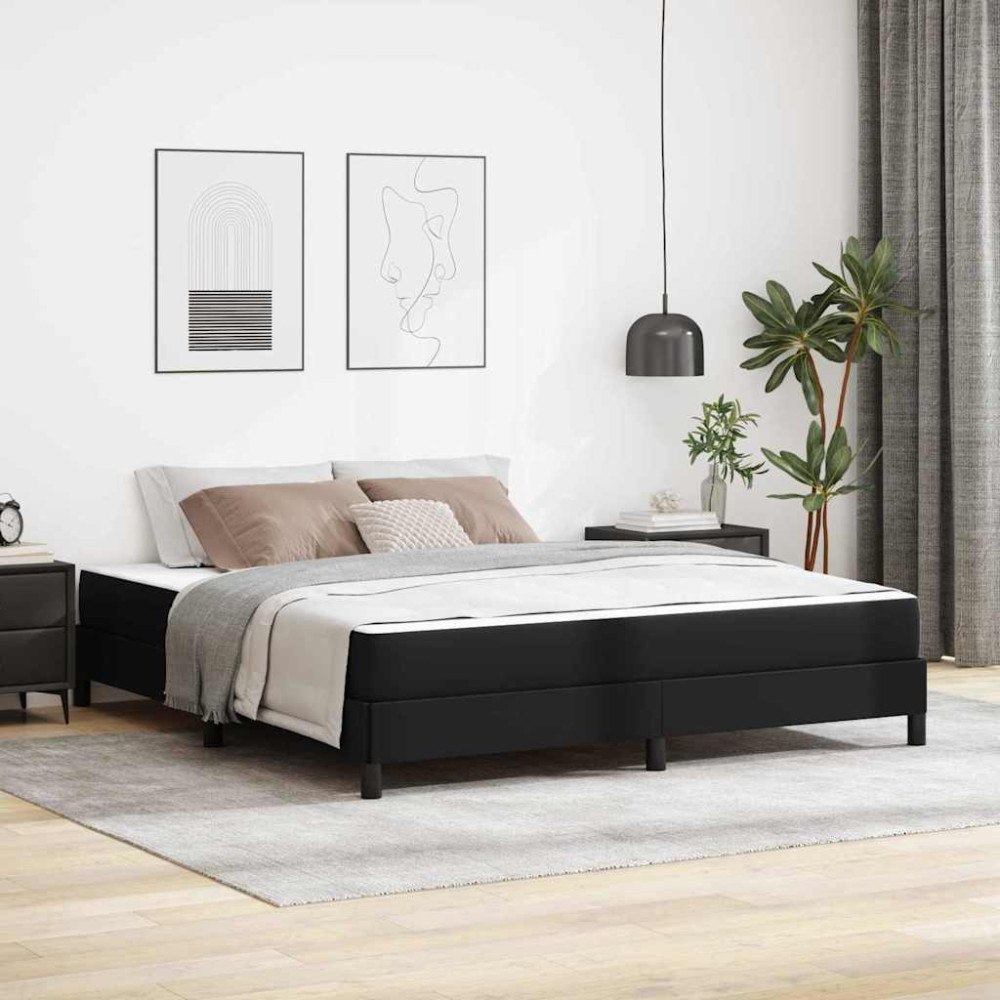 vidaXL Sängram med madrass Svart 180 x 200 cm tyg