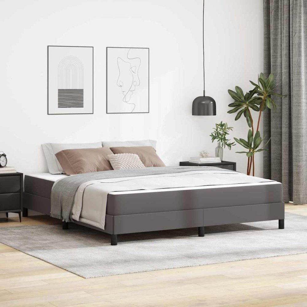vidaXL Sängram med madrass Grå 180 x 200 cm tyg
