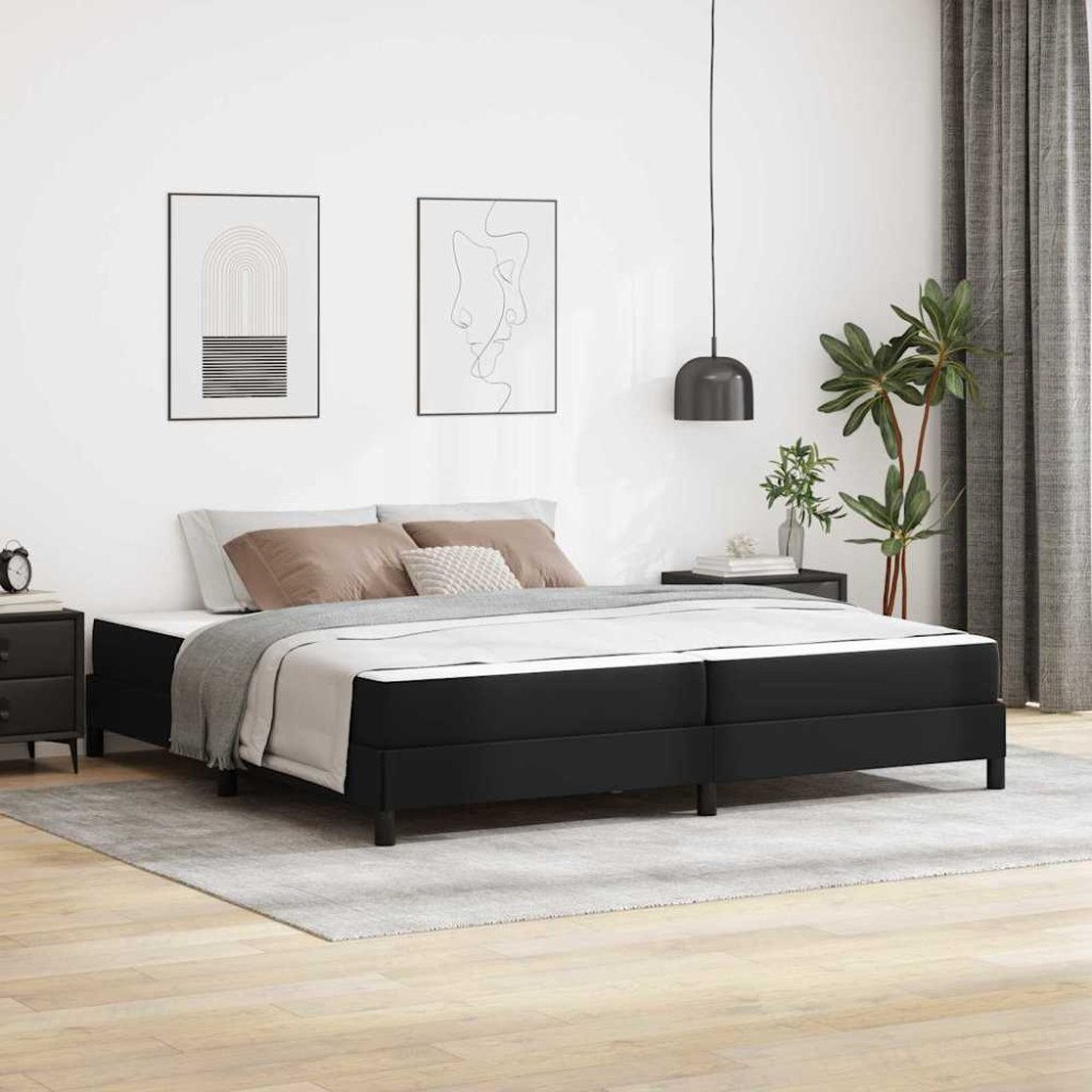 vidaXL Sängram med madrass Svart 200 x 200 cm tyg