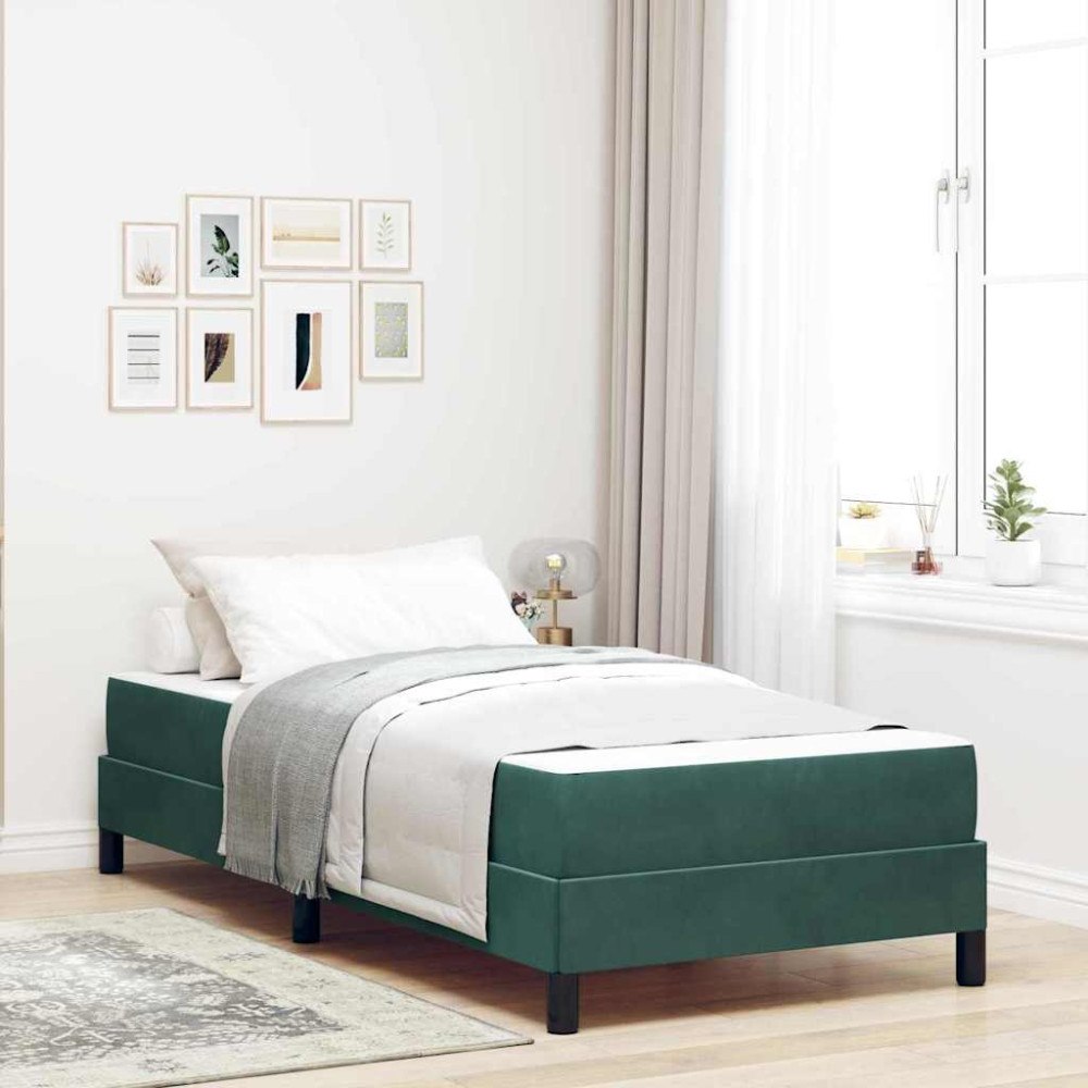 vidaXL Bäddfjäder med madrass Mörkgrön 90 x 200 cm tyg