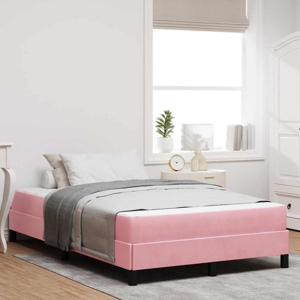 vidaXL Bäddfjäder med madrass Rosa 120 x 190 cm tyg