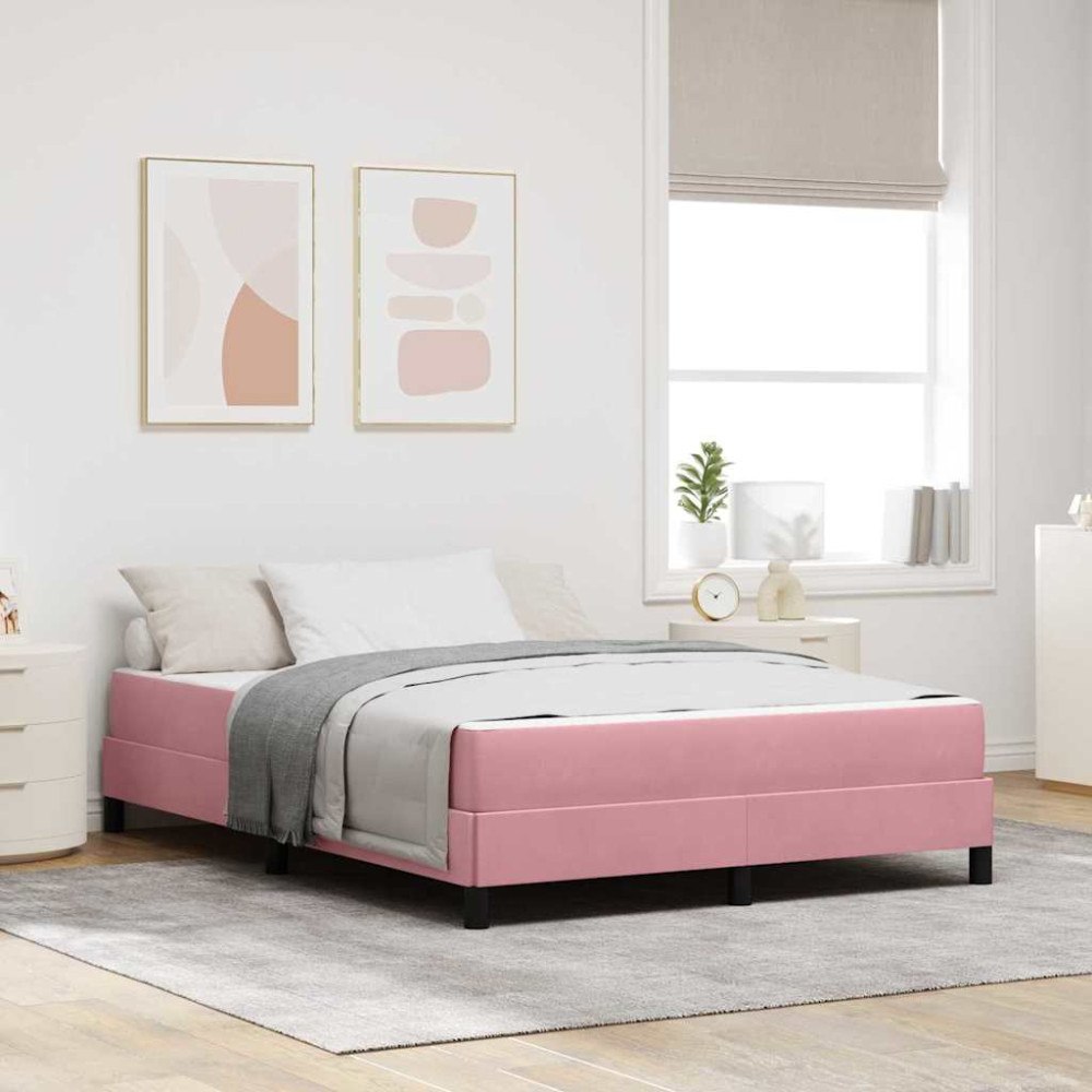 vidaXL Bäddfjäder med madrass Rosa 140 x 190 cm tyg