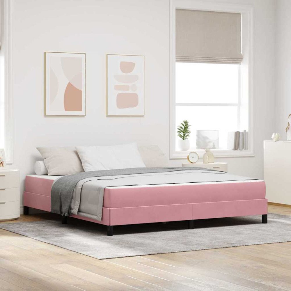 vidaXL Bäddfjäder med madrass Rosa 180 x 200 cm tyg