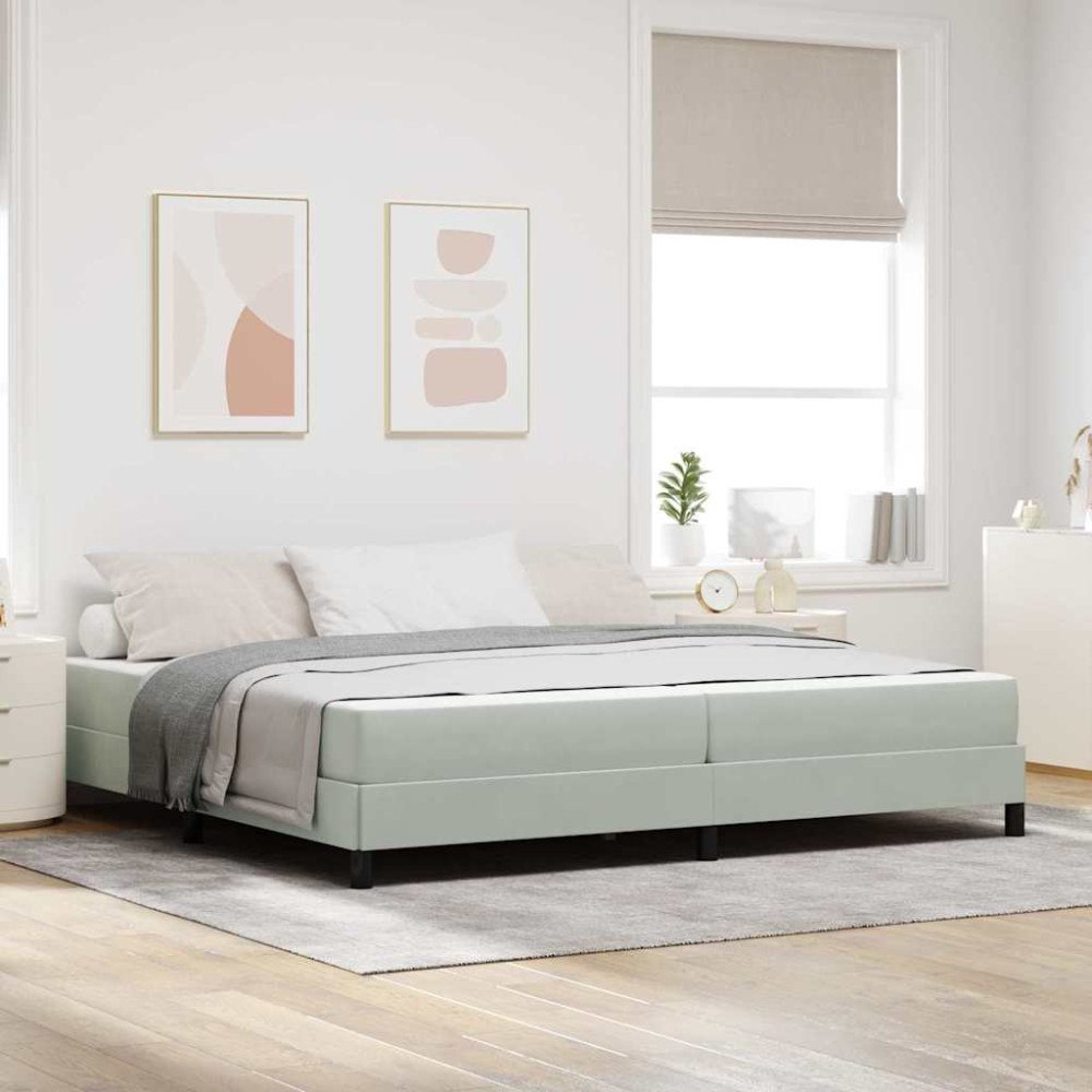 vidaXL Bäddfjäder med madrass Ljusgrå 200 x 200 cm tyg