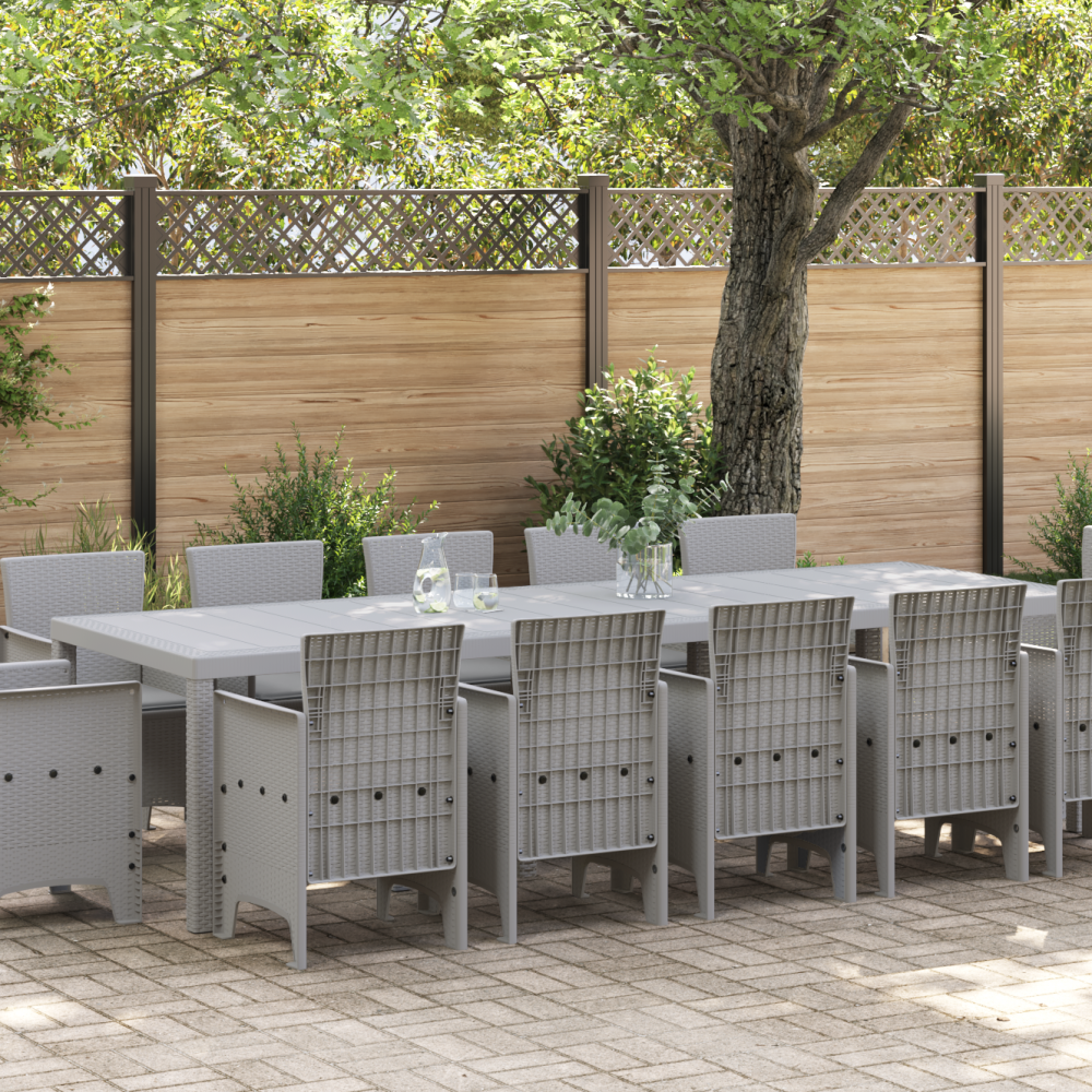 vidaXL Trädgårdsmöbelset med kudde 13 pcs Ljusgrå Poly rattan