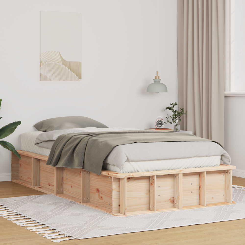 vidaXL Sängram Brun 90 x 190 cm Massiv furu