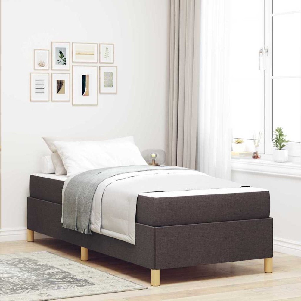 vidaXL Sängram med madrass Mörkbrun 80 x 200 cm tyg