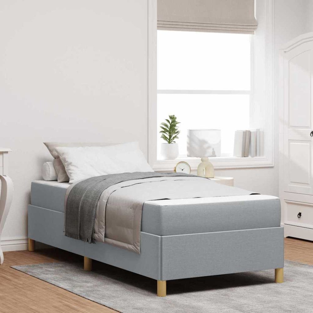 vidaXL Sängram med madrass Ljusgrå 90 x 190 cm tyg