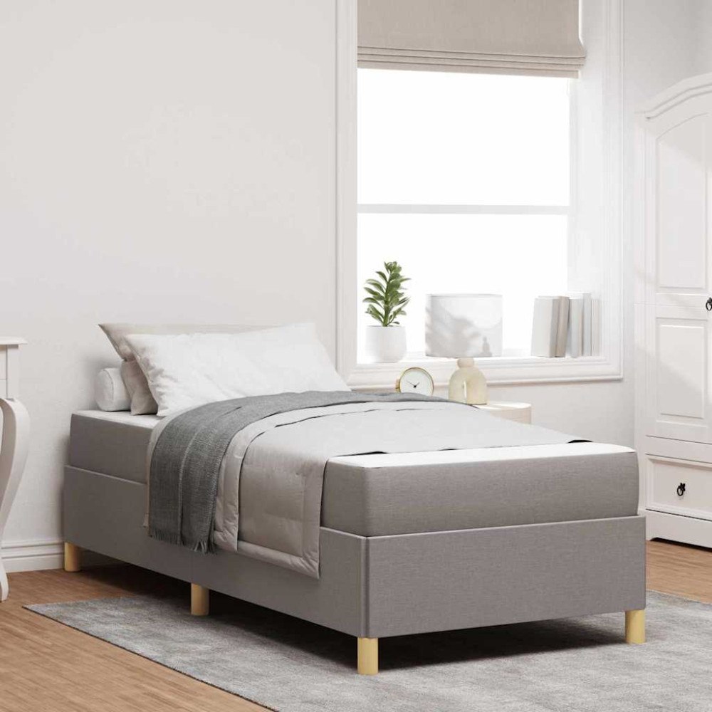 vidaXL Sängram med madrass Taupe 90 x 190 cm tyg