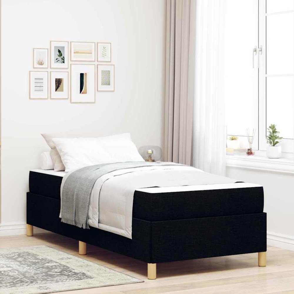 vidaXL Sängram med madrass Svart 100 x 200 cm tyg