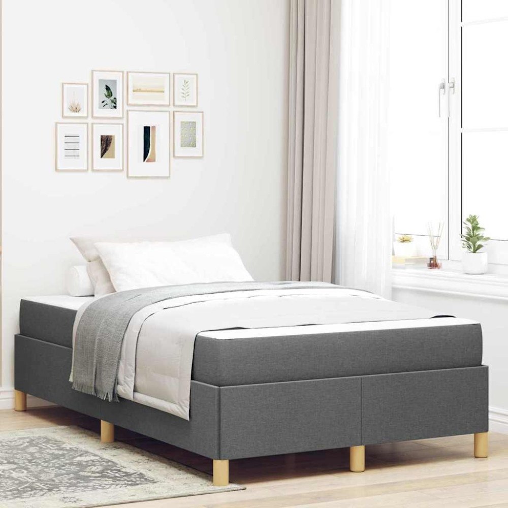 vidaXL Sängram med madrass Mörkgrå 120 x 190 cm tyg