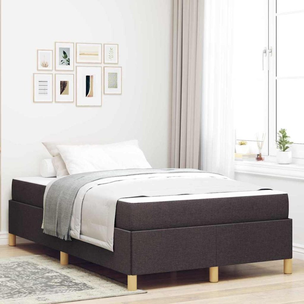 vidaXL Sängram med madrass Mörkbrun 120 x 200 cm tyg