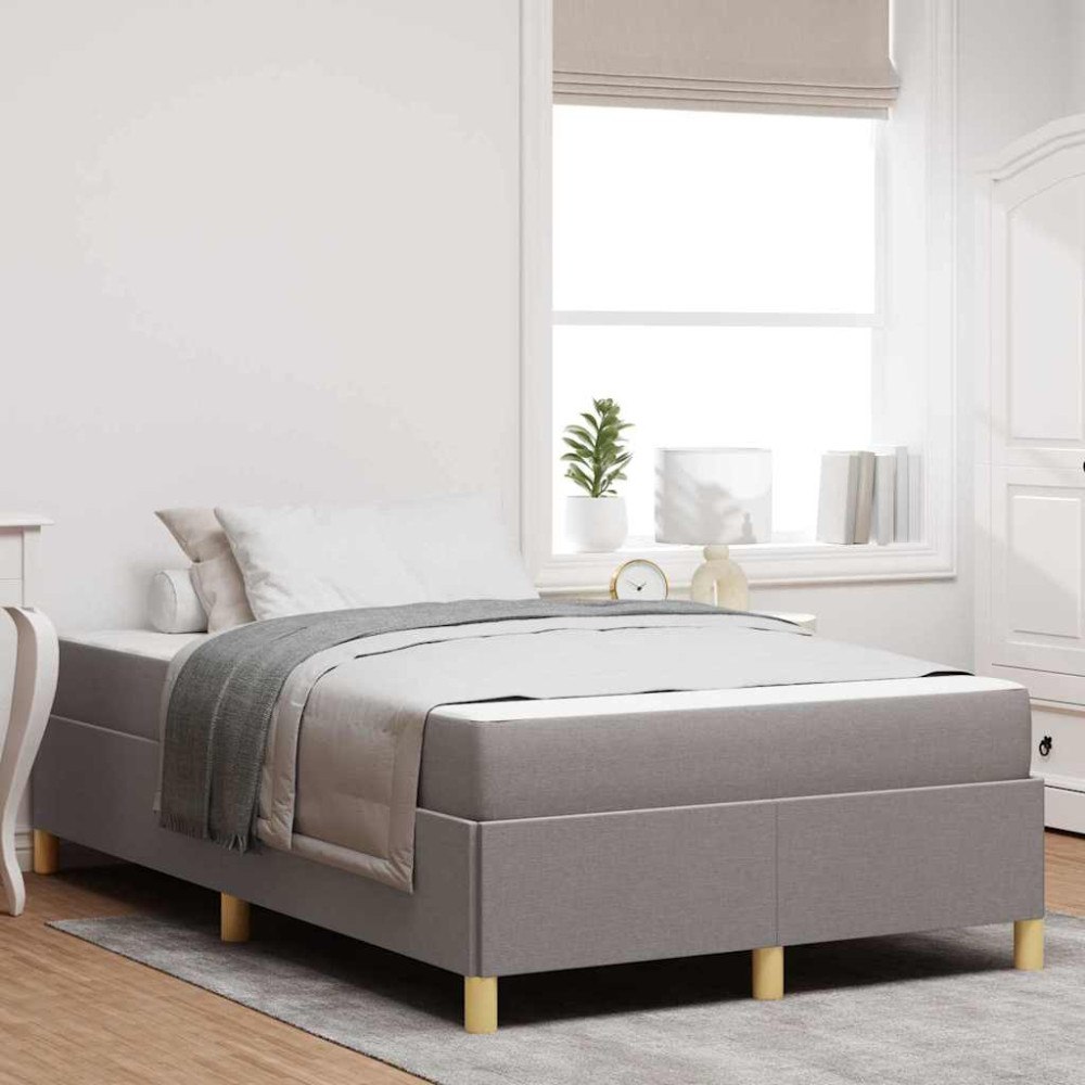 vidaXL Sängram med madrass Taupe 120 x 200 cm tyg