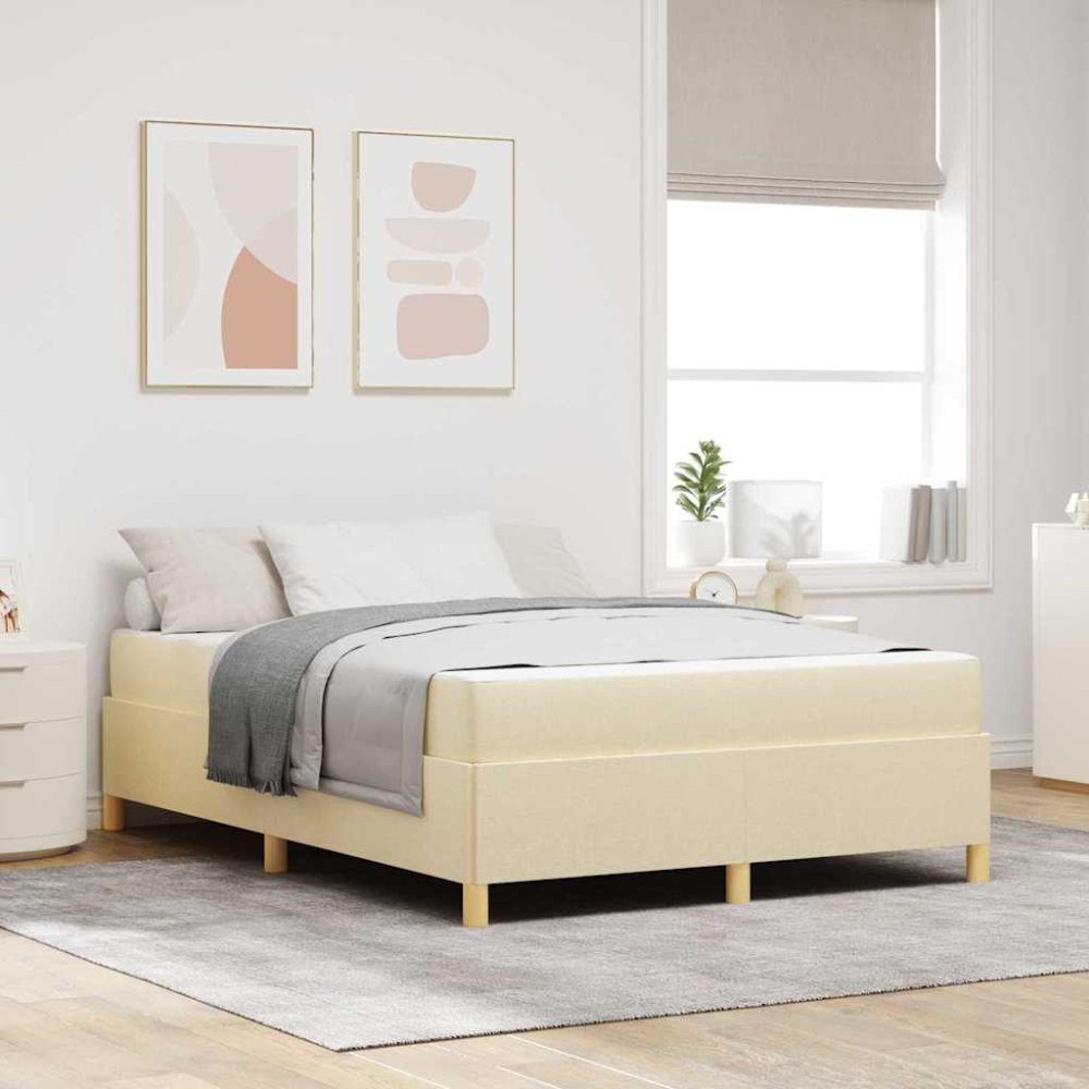 vidaXL Sängram med madrass Kräm 160 x 200 cm tyg