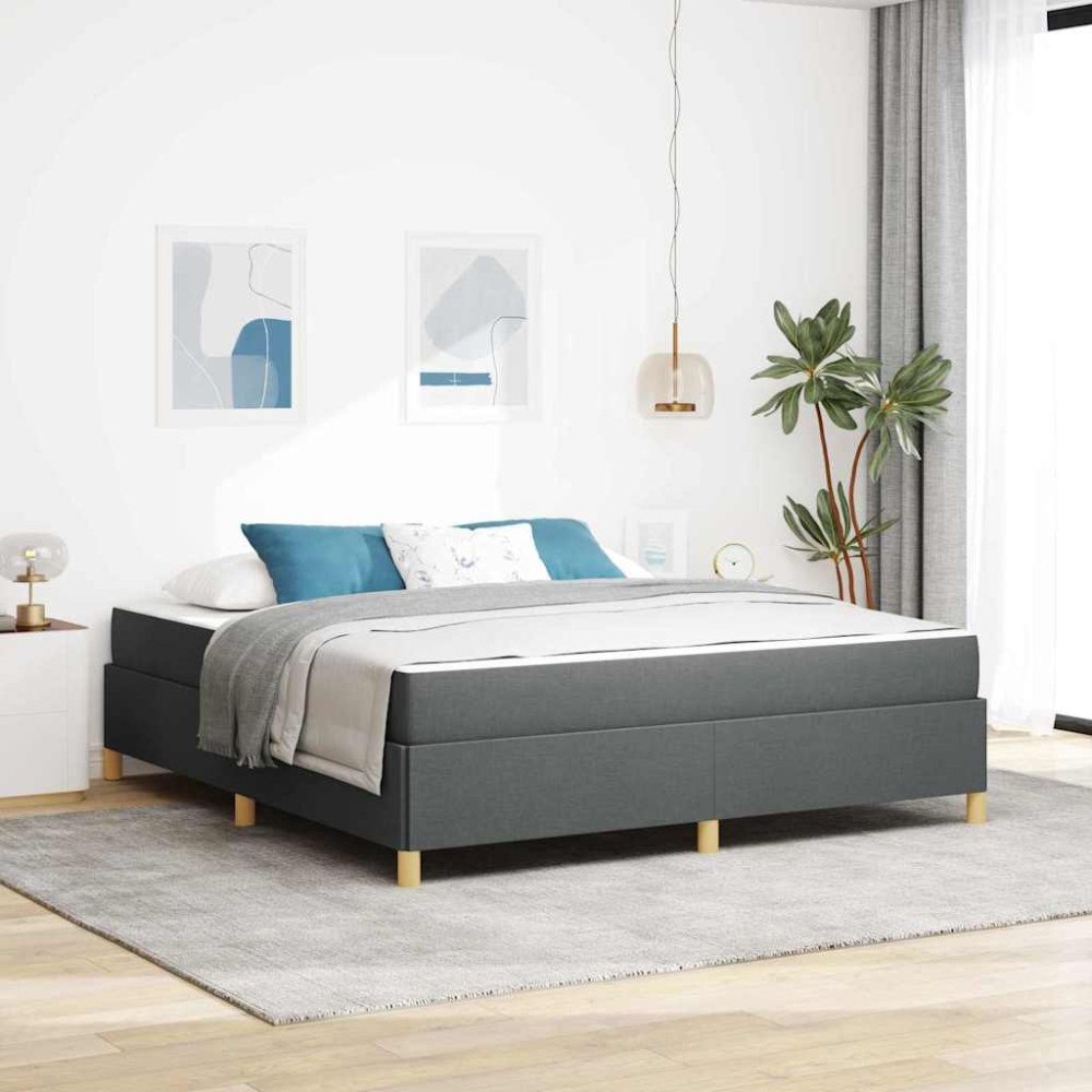 vidaXL Sängram med madrass Mörkgrå 180 x 200 cm tyg