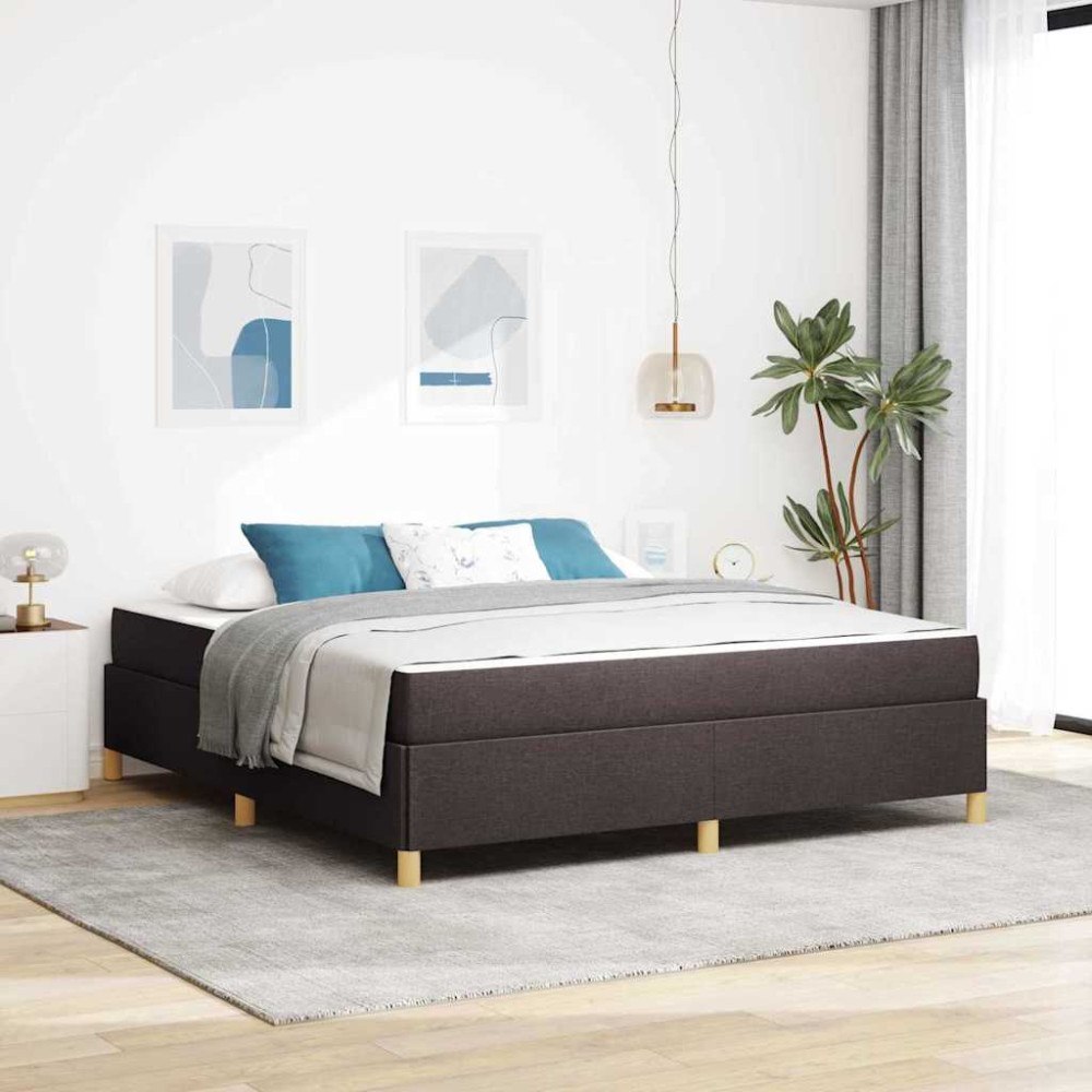 vidaXL Sängram med madrass Mörkbrun 180 x 200 cm tyg