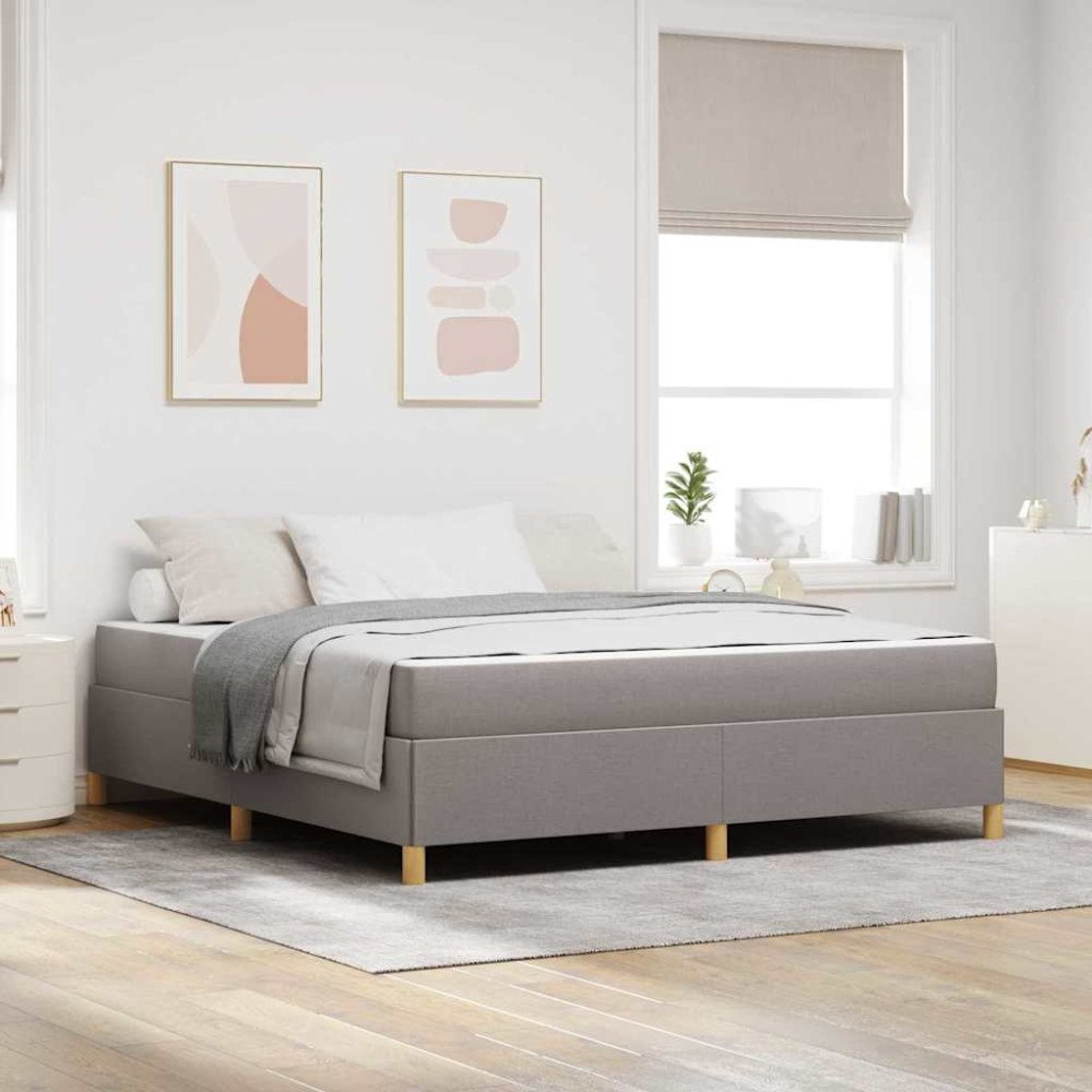 vidaXL Sängram med madrass Taupe 180 x 200 cm tyg