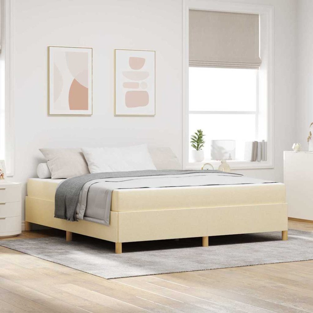 vidaXL Sängram med madrass Kräm 180 x 200 cm tyg