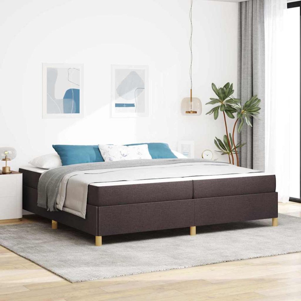 vidaXL Sängram med madrass Mörkbrun 200 x 200 cm tyg