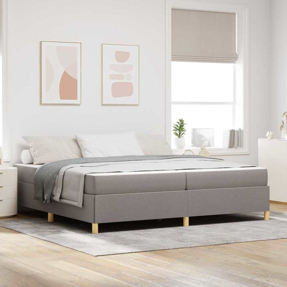vidaXL Sängram med madrass Taupe 200 x 200 cm tyg